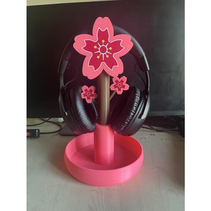 Sakura Japon Çiçeği Kulaklık Tutucu Stand Yayıncı Aksesuarı