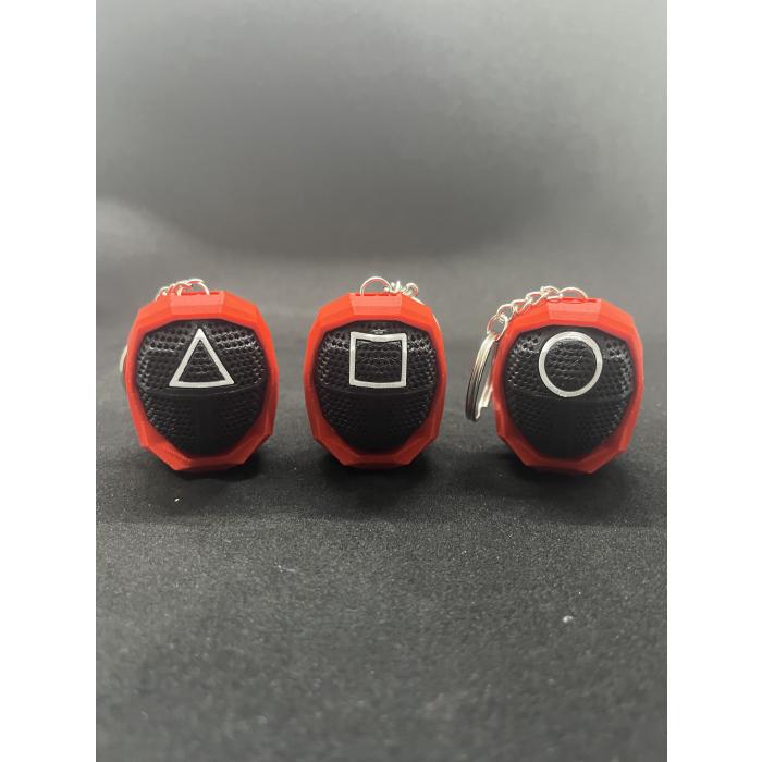 Squid Game Anahtarlık - Üçgen, Kare, Daire Maskeli Muhafız 3'lü Set