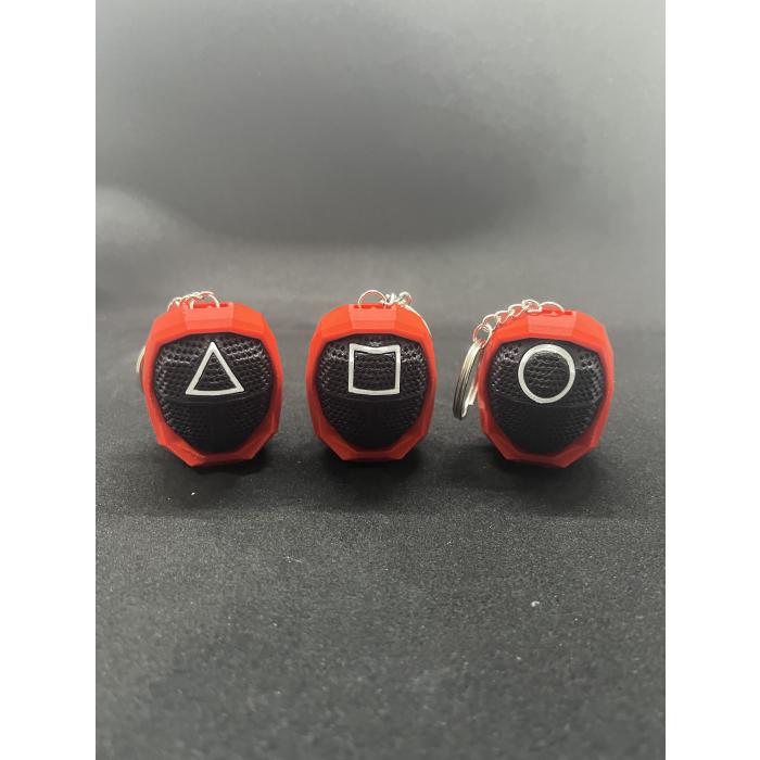 Squid Game Anahtarlık - Üçgen, Kare, Daire Maskeli Muhafız 3'lü Set