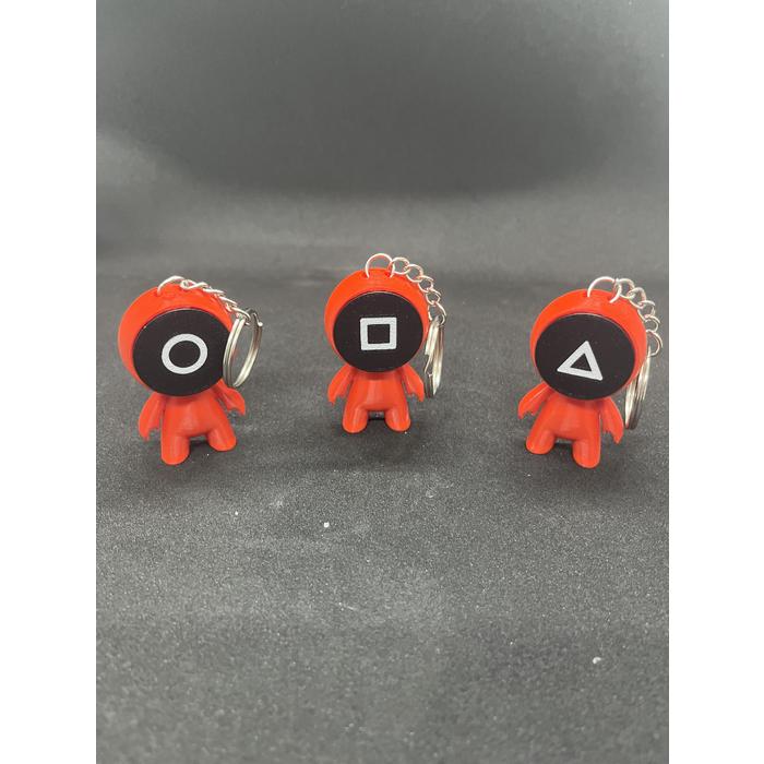 Squid Game Muhafız Üçgen, Kare, Daire Maskeli Anahtarlık 3lü Set