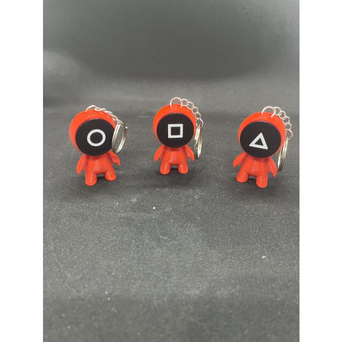 Squid Game Muhafız Üçgen, Kare, Daire Maskeli Anahtarlık 3lü Set