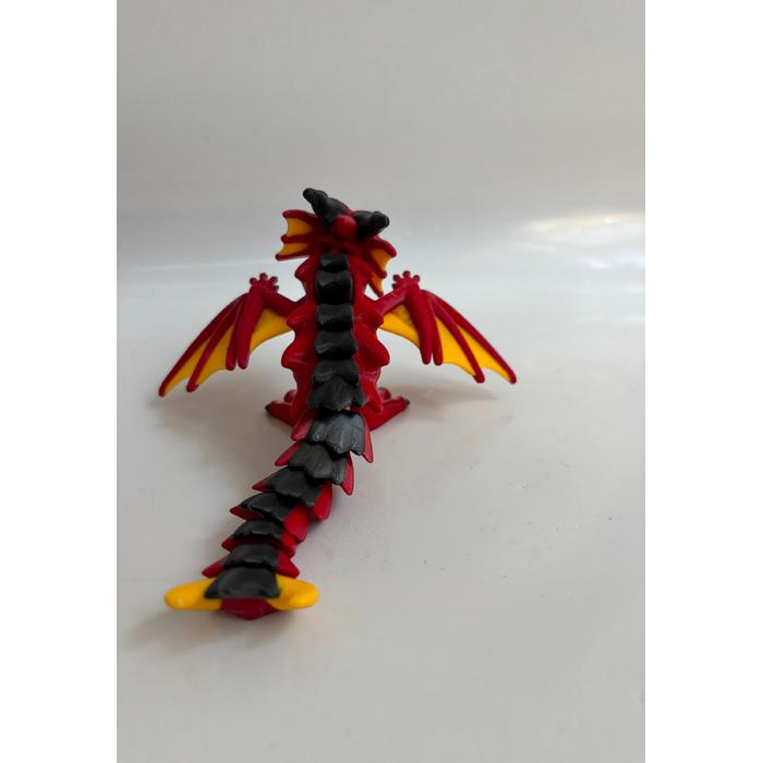 Kırmızı Ejderha Figürü - Sırttan Basmalı Hareketli Kanat Mekanizmalı Dragon Biblo, Dekoratif Oyuncak