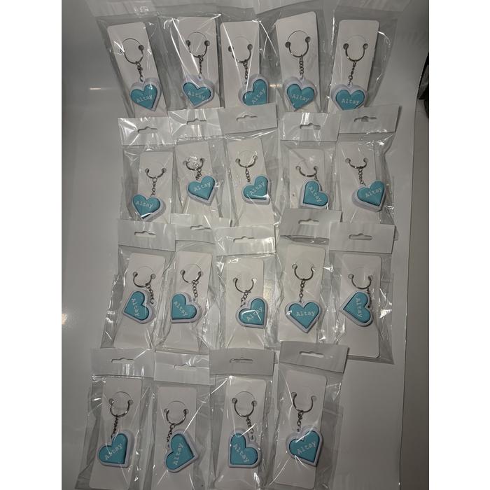 Kişiye Özel Bebek Hediyesi Kalp Clicker Anahtarlık – İsimli Anahtarlık 10 Adet